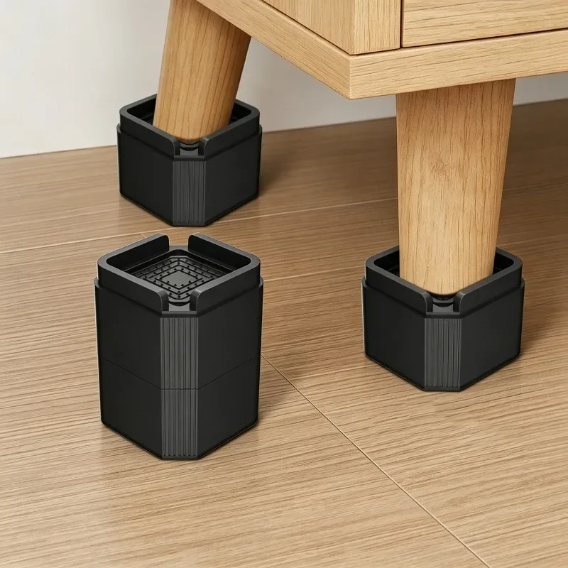 4 Pcs Stacked Furniture Heightening Floor Mat Non-slip Bed Foot Table Sofa Coffee Cabinet Base