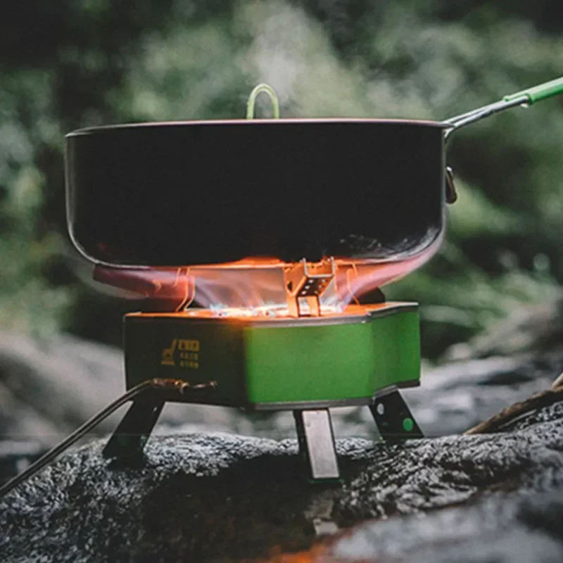 Cuisinière à gaz fendue portable, four 7 étoiles, réchaud durable, extérieur, décontracté, feu sauvage, Butane, vequefaction