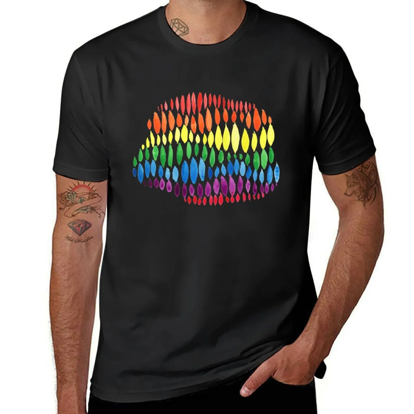 Rainbow Waves T-Shirt summer clothes new edition plus size tops quick-drying workout shirts for men