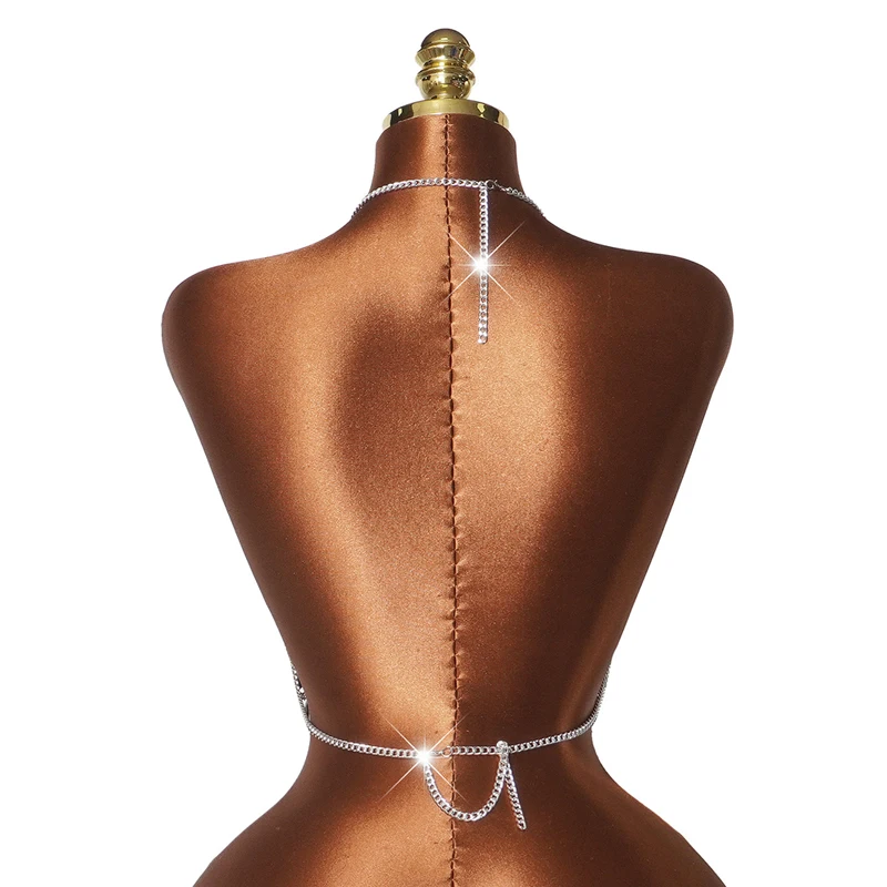 Hochwertiges Damen-Top mit schwarzer Perlenkette, Neckholder, Acryl, mehrlagig, Bustier, Crop-Top, sexy, ausgehöhlt, Nachtclub-Tanktop – Detail 8