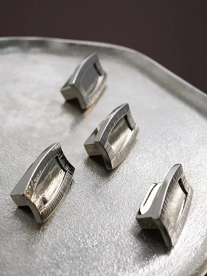 Nickel Hammered Texture Cabinet Handles - Anti-Rust Electroplated Creative Handmade Metal Pulls for Drawers & Furniture