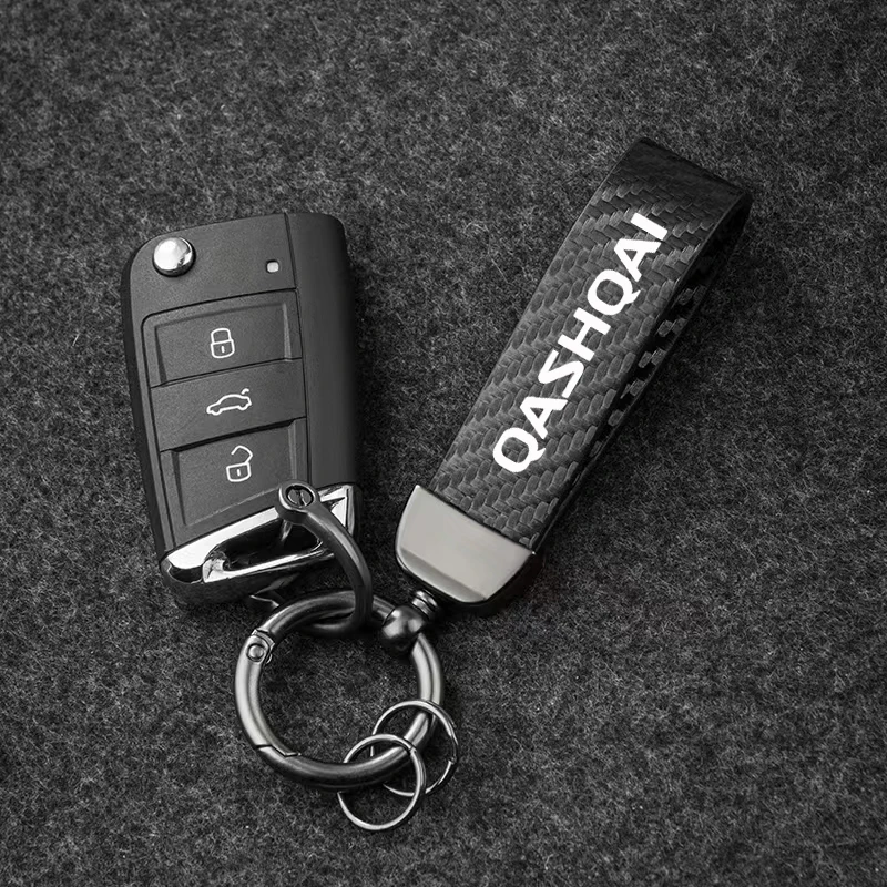 Keychain Carbon Fiber Car Zinc Alloy Keyrings Luxury for Nissan Qashqai J10 J11 2021 2020 2019 2018- 2011 2010 2009 2008 2007