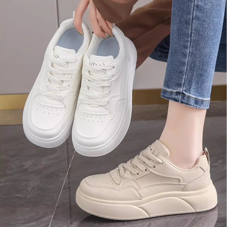 

Spring Soft Bottom Sports Shoes for Women Trendy Flat Sole Comfortable Lace Up Sneakers Autumn New Platform Vulcanized Shoes