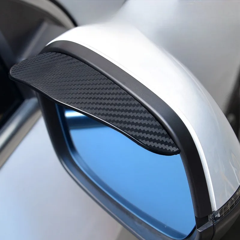 2pc Carbon Fiber Rearview Mirror Rain Visor Water Repellent Anti-Glare Rain Shield Easy Install Car Mirror Rain Guard