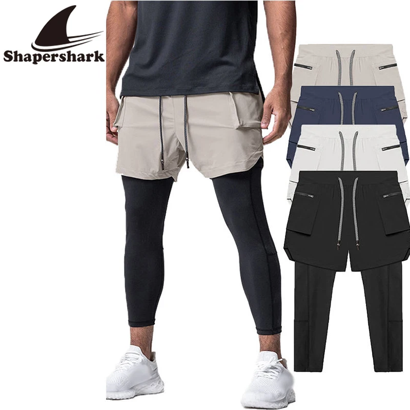 

Men's 2-in-1 Marathon Running Training Fitness Sports Casual Quick-Drying Tight-Fitting Suit Sports Underpants Belt Pocket
