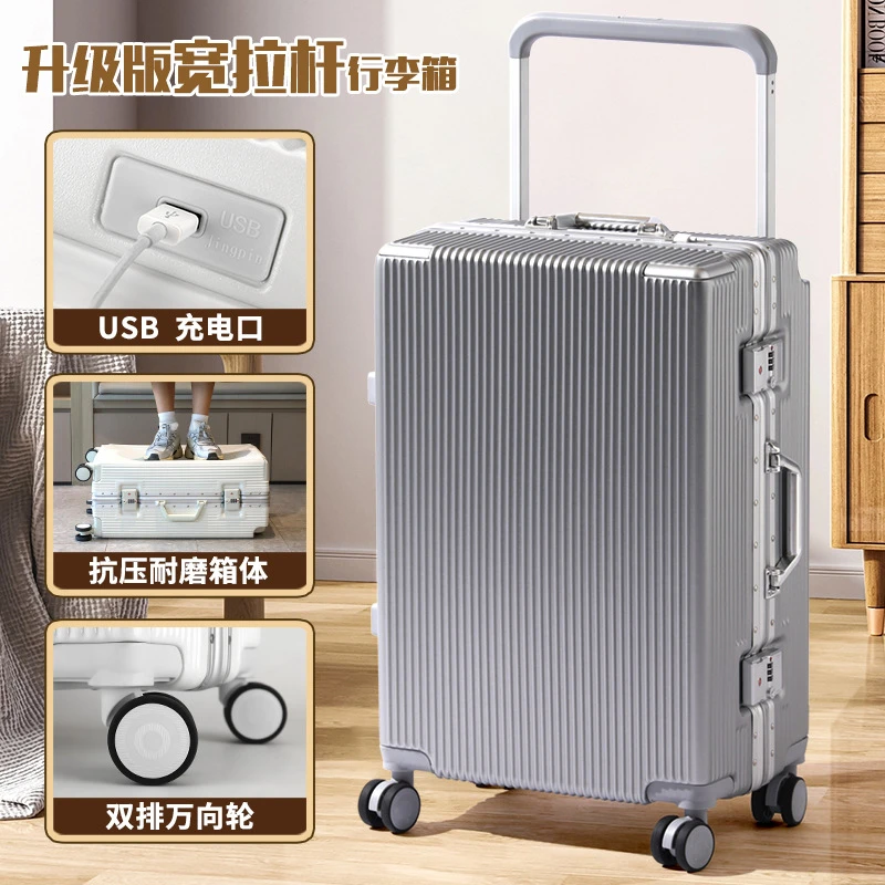 Multifunctional Rolling Luggage Travel Suitcase Password Trolley Box Large Capacity Unisex Trunk Fashion Wide Pull Rod Luggages