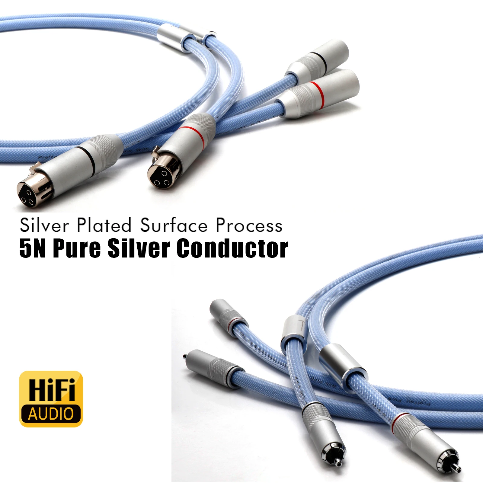 

Pair 5N Pure Sliver RCA Audio Interconnect Cable Solid PSS Pure Silver xlr cable xlr female to male Balanced Wire for Microphone