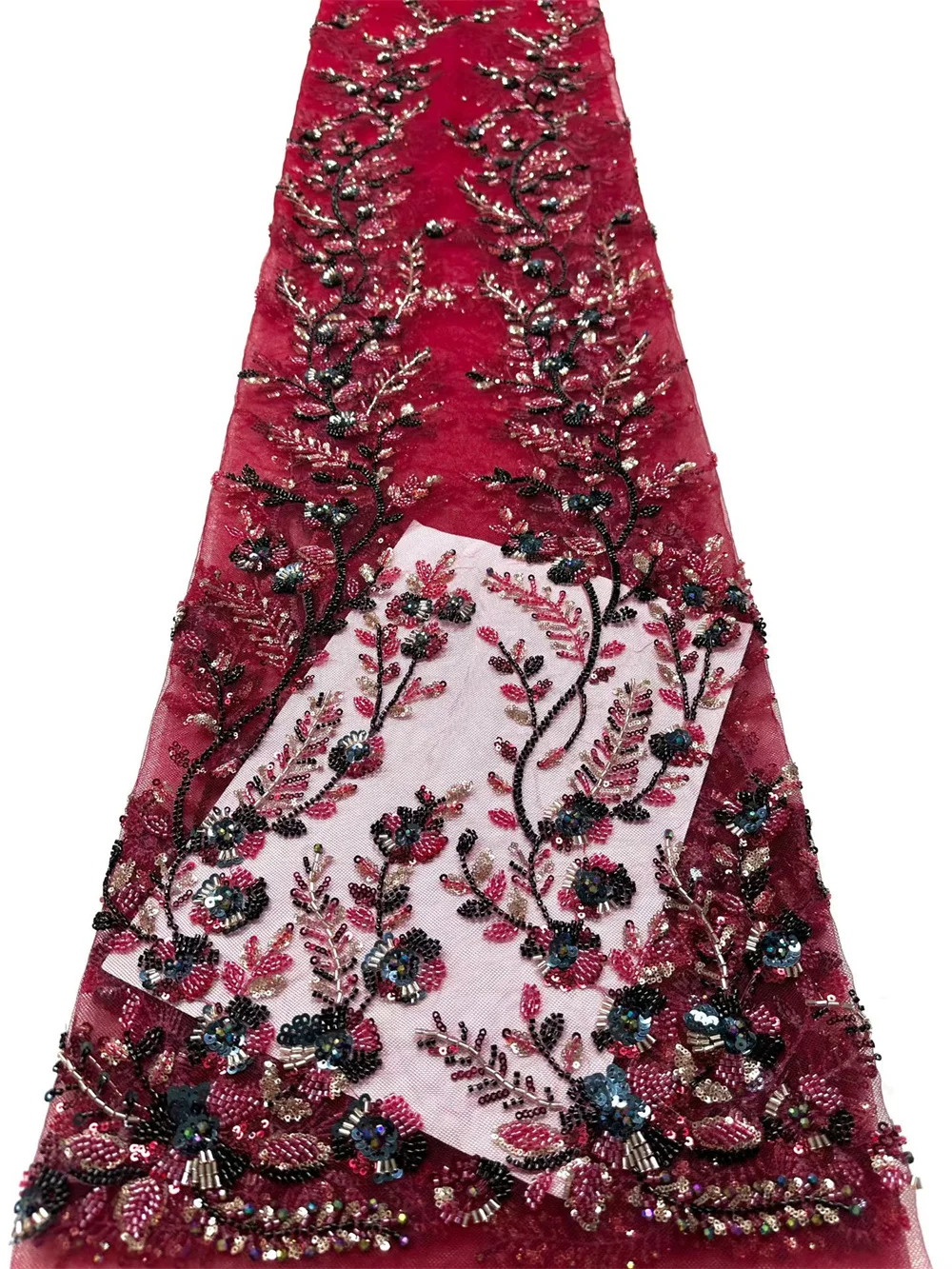 

Luxury Beaded Nigerian Lace 5 Yard Sequin Lace Fabric High Quality For Wedding Fashion Design Style - Luxury Laces on Sale Hm2-1