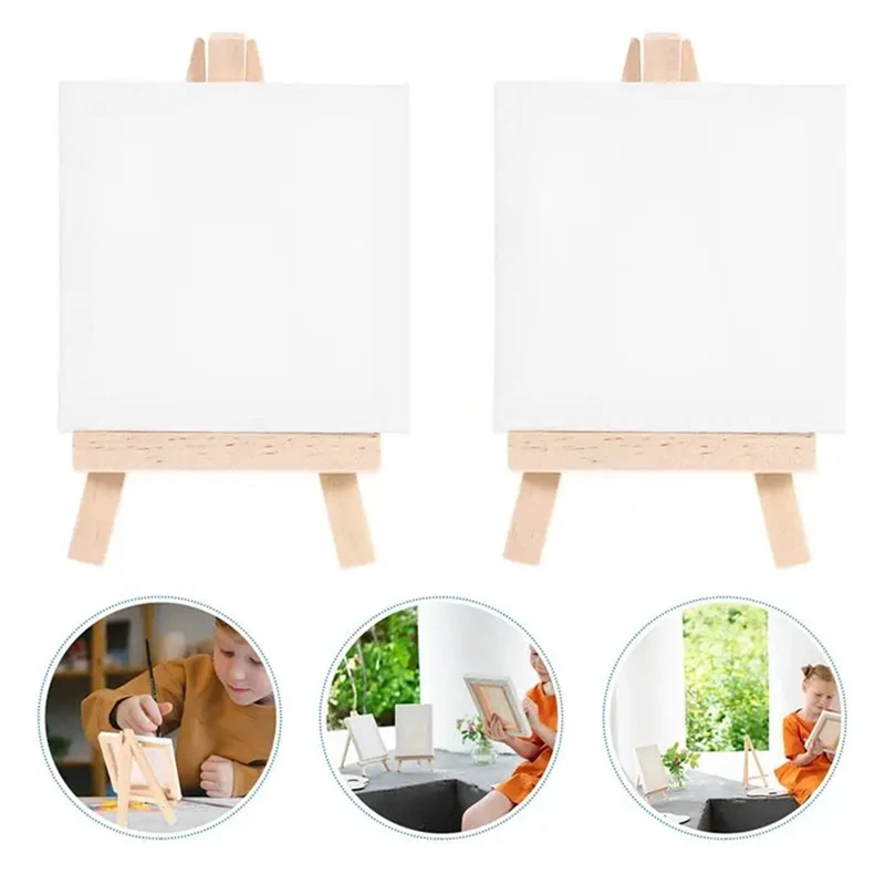 Mini Canvas Panel Wooden Easel Sketchpad Settings For Painting Craft Drawing Decoration Gift And Kids' Learning