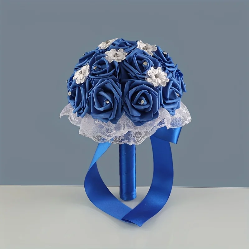 Букет королевского синего цвета - смесь цветов с разбросанными звездами, свадебный букет ручной.