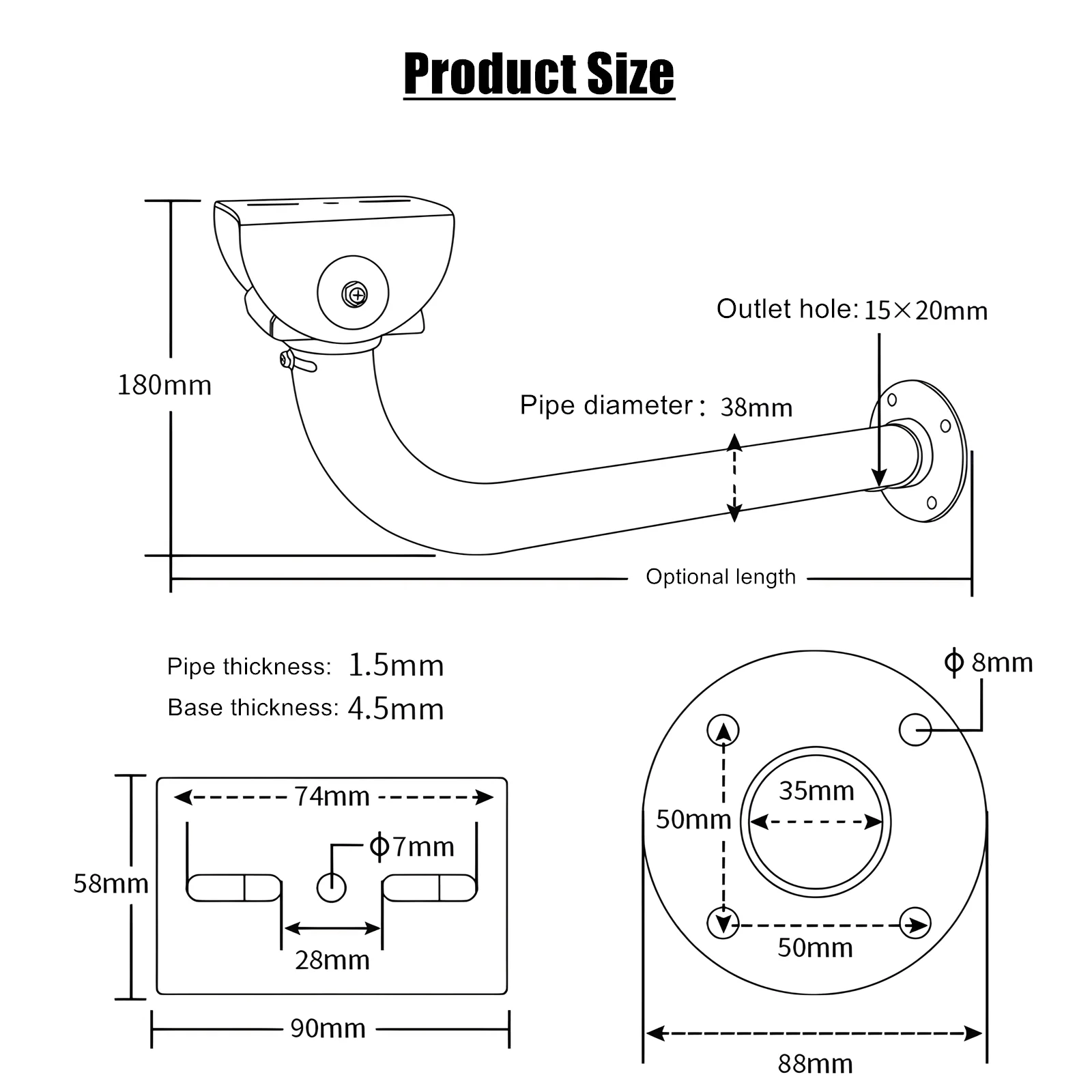 Aluminum Video Surveillance Security CCTV Camera Mounting Bracket Extended Long Arm Wall Ceiling Mount Stand For Hikvision Dahua