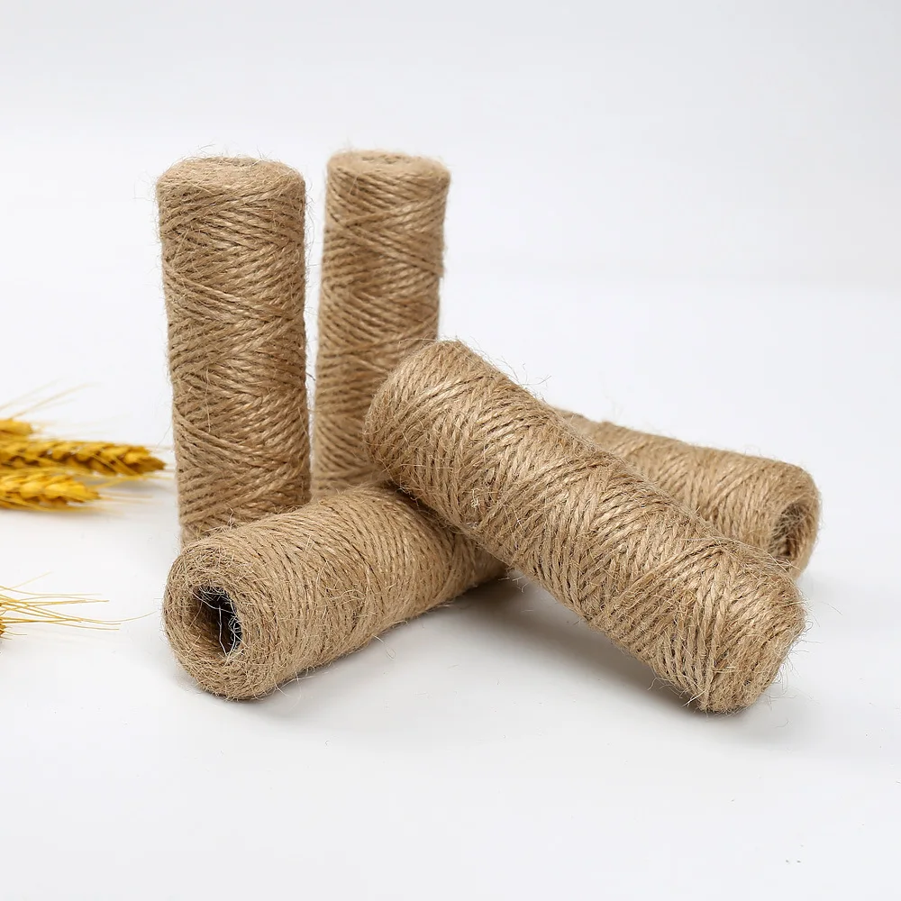 Twisted Hemp Cords 50mx1.5mm Jute Rope Twine Ribbon Hanging Tag String DIY Handmade Wedding Bouquet Wrapping Ribbon Decoration