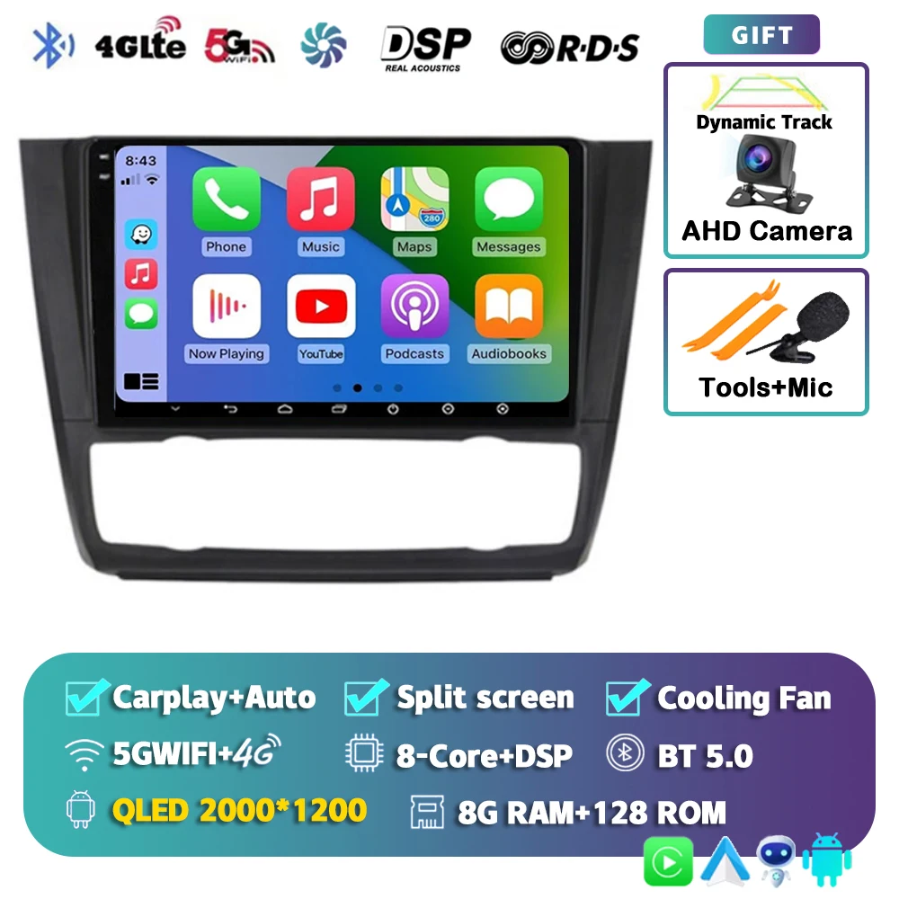 Android 15 Voor BMW 1-Serie E88 E82 E81 E87 2004 - 2011 2K QLED Android Autoradio multimedia Video Player GPS stereo CarPlay 4G - afbeelding 1