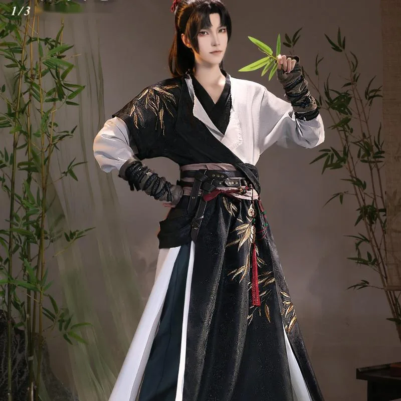 2026 جديد Wuxia تأثيري الحصان الوجه تنورة زي الرجال القديمة Hanfu مجموعة كاملة الصينية الساخنة لعبة حيث يلتقي الرجال المبارز Hanfu #3