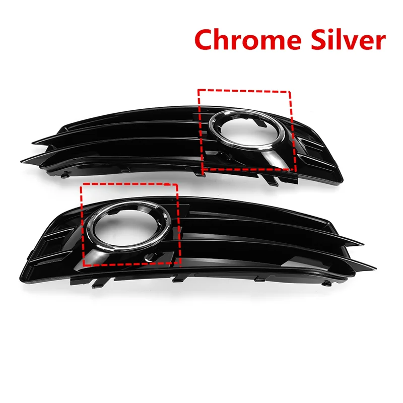 

VC-Innovative-Chrome Car Front Bumper Fog Light Mesh Grille Parts For A3 8P S-Line 2009-2012 Fog Lamp Grille Covers 8P08076