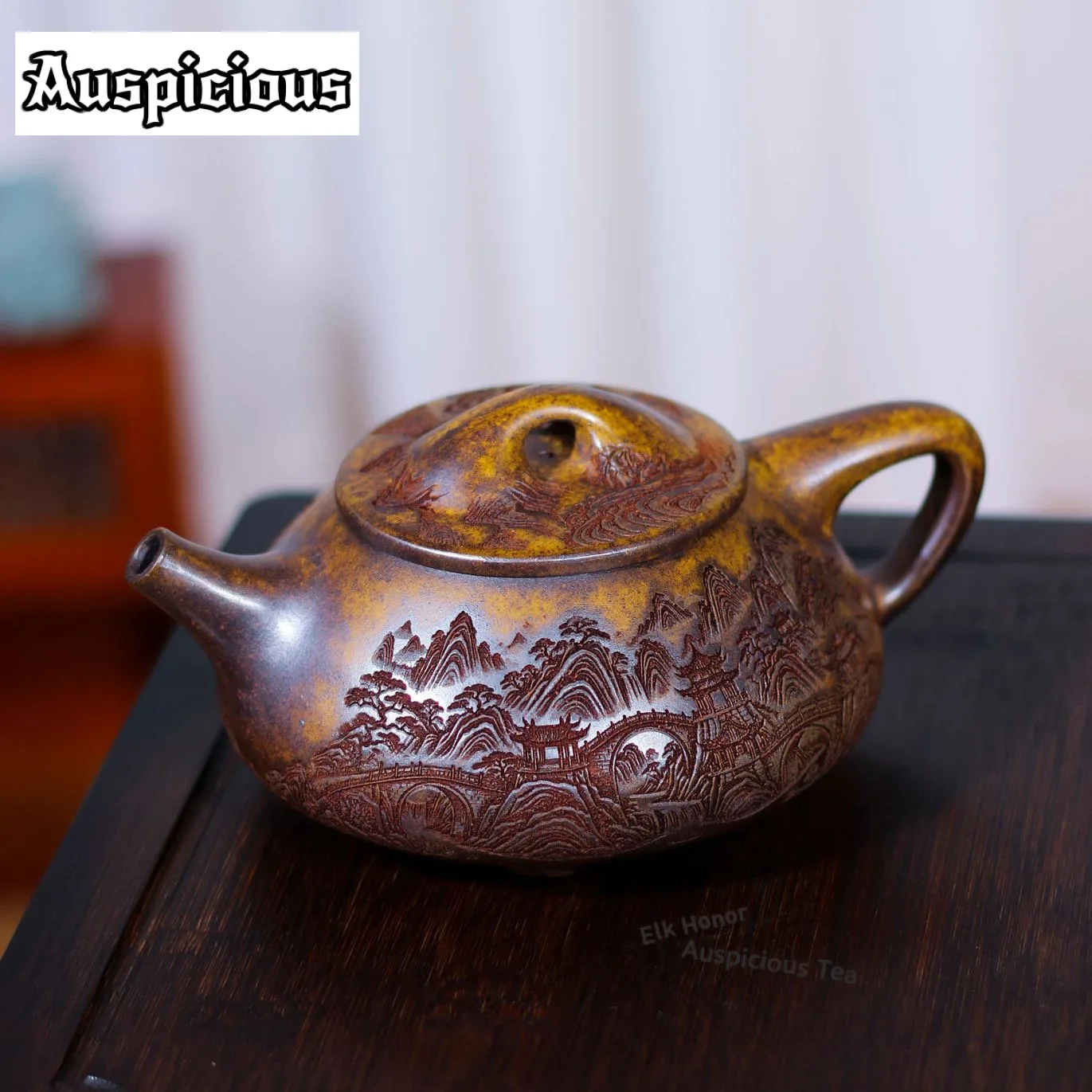 500ml  Yixing Purple Clay Teapots Handmade Stone Spoon Pot Raw Ore Dragon Bone Gold Sand Mud Kettle With Strainer Zisha Tea Set
