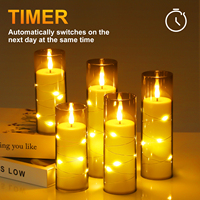 5pcs LED candles with Remote Control, Battery Operated, Grey Plastic Cup with timer for Home Decoration