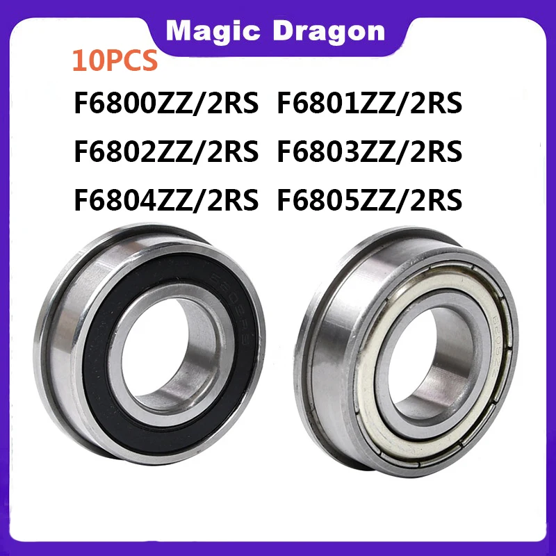 10PCS Boutique Flange Ball Bearing F6800 F6801 F6802 F6803 F6804 F6805 F6806 ZZ Z RS Thin Wall Metal Shielded Flanged Bearings