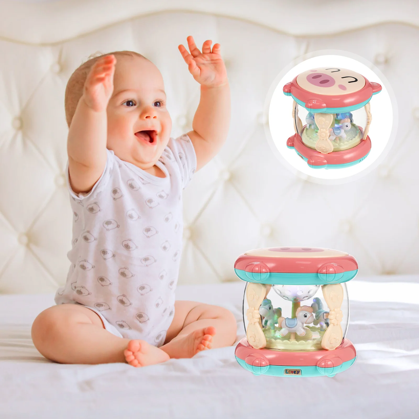 Muzikale trommel voor kinderen Oplaadbaar interactief verhalenvertelspeelgoed Vroege educatieve simulatie Percussie Oplichten geluid