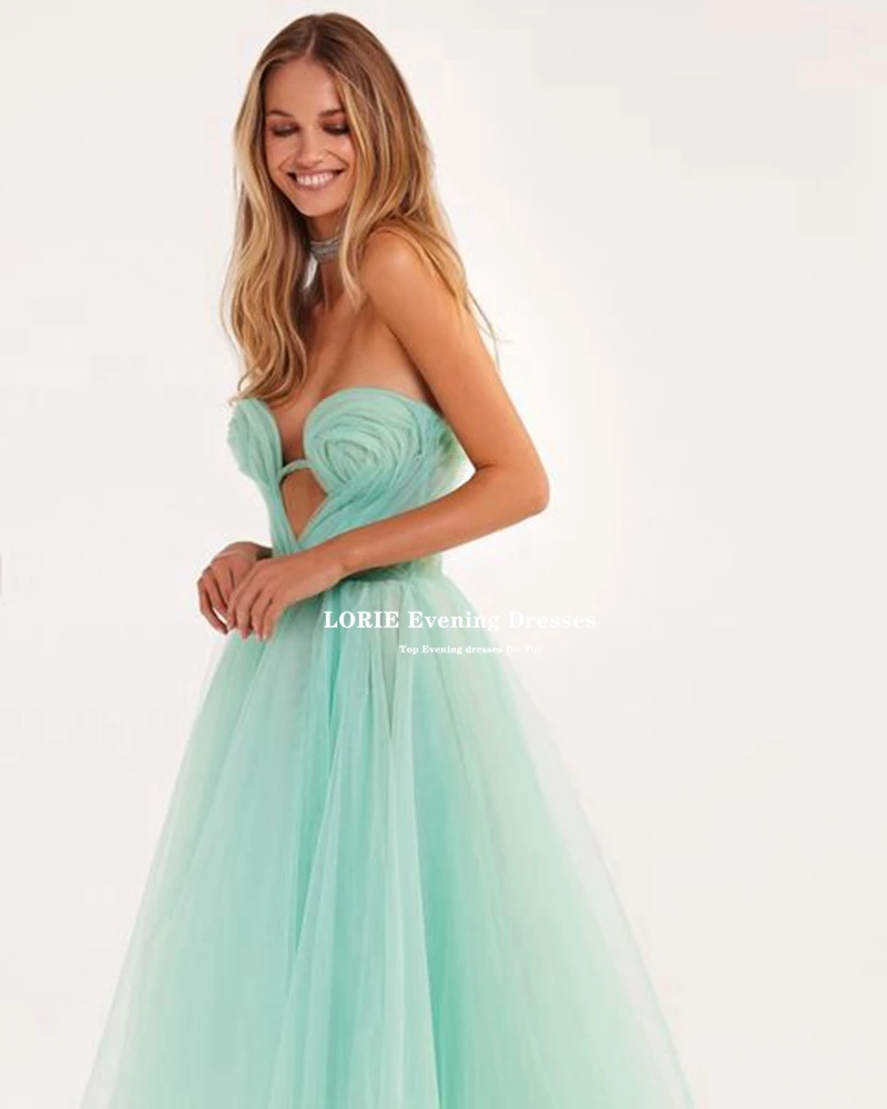 LORIE Coral Tulle A-line Prom Dresses Lace-up Vestidos De Graduación Pleat Tea-Length Formal Occasion Dresses Robes De Soirée