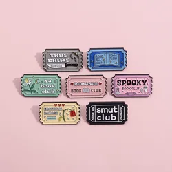 Creative Ticket Enamel Brooch Stamp Social Book Club Magic Shop Lonely Plane Ticket Metal Badge Punk Lapel Pins Jewellery