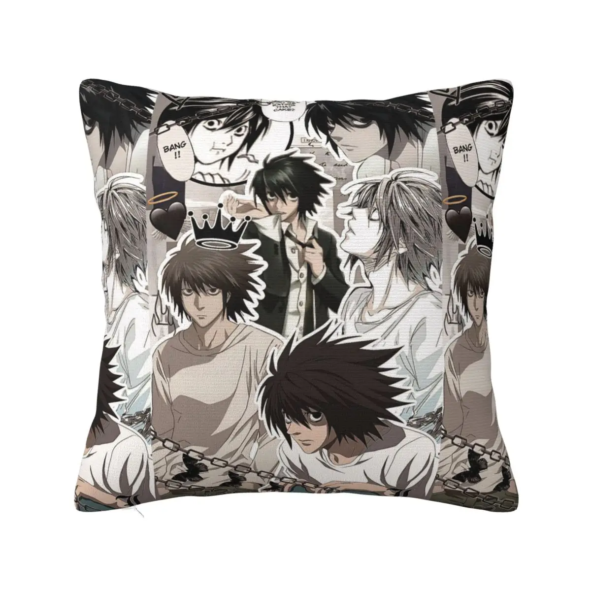L Lawliet Square Pillow Case Deathnotes Anime Cushion Covers Custom Zipper Decor Throw Pillow Case Cover for Sofa 45*45cm