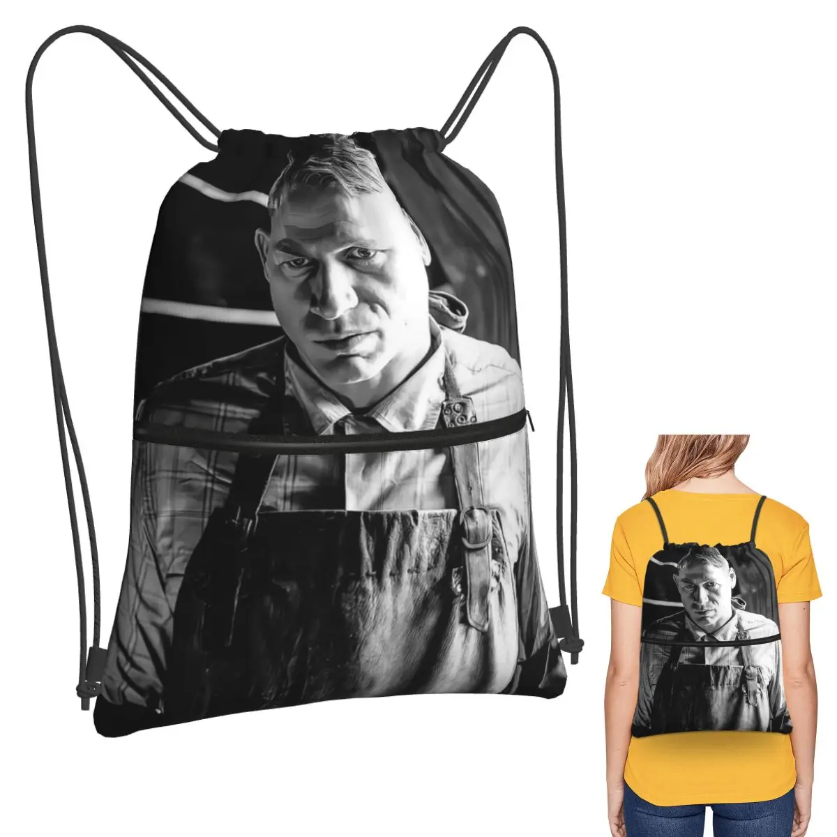 

Charlie Hunnam Ed Gein Backpacks Fashion Drawstring Bundle Pocket Storage Bag Book Bags for Travel Students