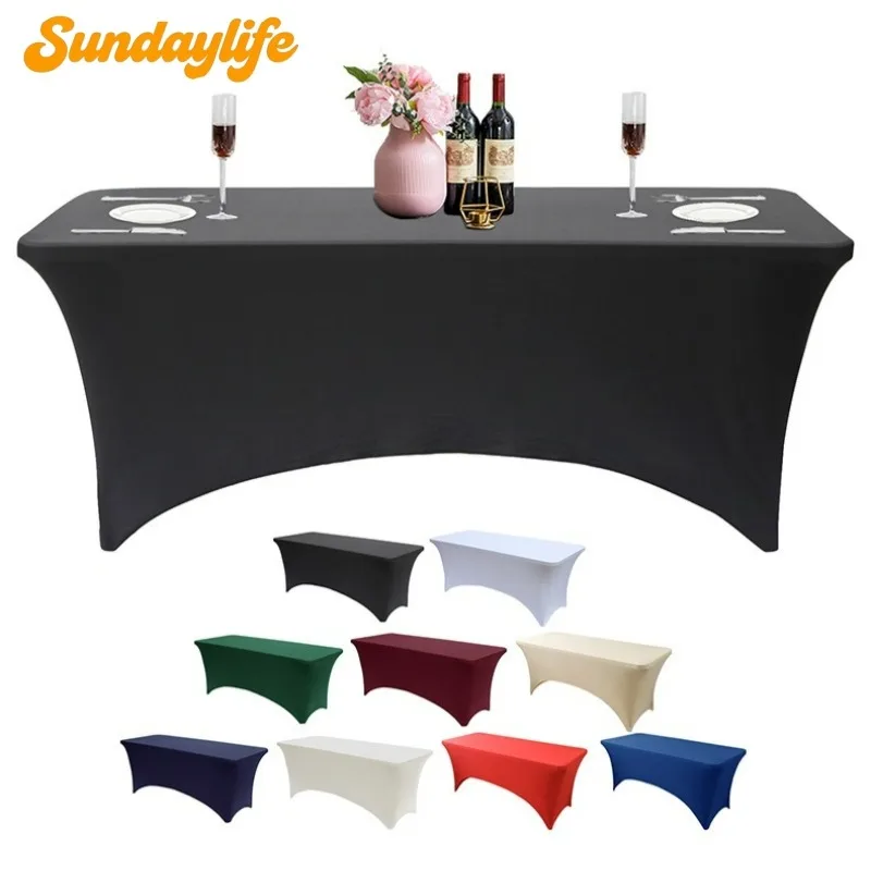 Spandex Tablecloth Stretch Fitted Table Cover Wrinkle Resistant Washable Rectangular Tablecloth for Wedding Party Patio Dining