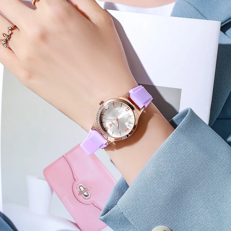 ساعة كوارتز رقمية بسيطة للنساء من UTHAI ، أزياء نسائية ، ساعة ، كاجوال ، حزام سيليكون ، طباعة ، بنات ، طالب ، ساعة يد ، جديدة