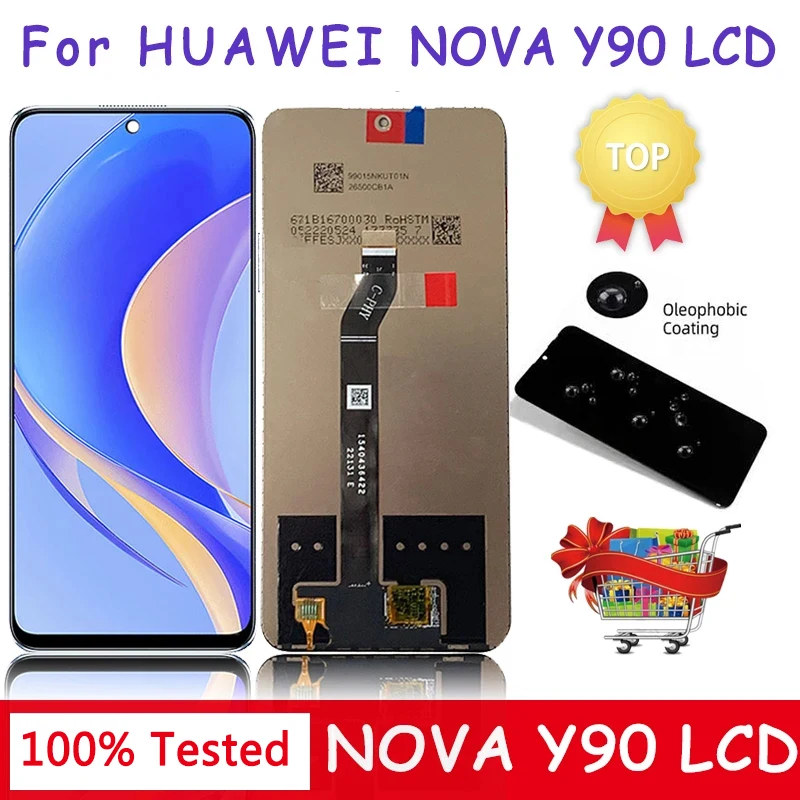 Tested New For Huawei Nova Y90 LCD CTR-LX2 Display Screen Frame+Touch Panel Digitizer Replacement Repair Spare Parts