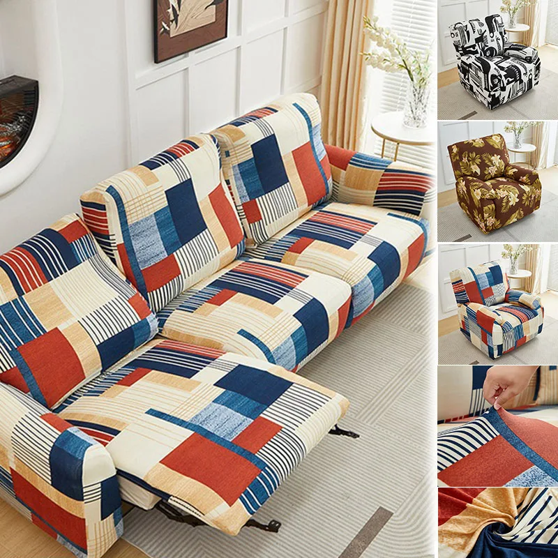 

1/2/3/4 Seat Simple and All Inclusive Solid Color Recliner Sofa Cover Lazy Chair Cover Sofa Cover for Living Room Copridivano