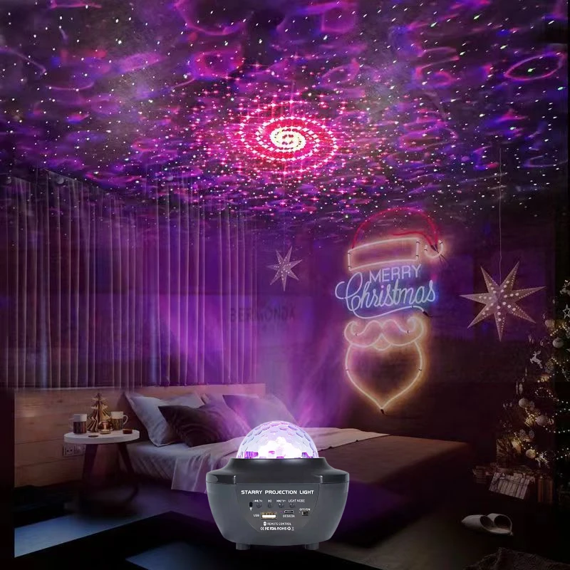 Led Starlight Projection Christmas atmosphere nightlight laser water pattern Starlight 5V charging Bluetooth music home