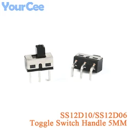 20Pcs/2Pcs SS12D10 SS12D06 Toggle Switch 3Pins Straight Feet Handle High 5mm Bent 3A 250V Power Switches Spacing of 4.7mm