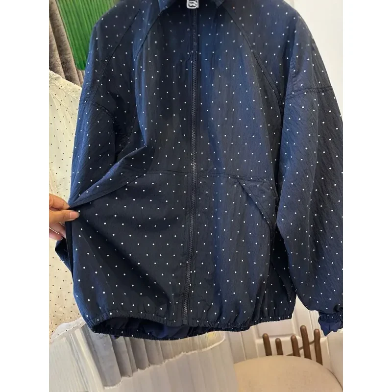 Polka Dot Sunscreen Coat Women's New Lightweight Causal Outdoor Outer Air Conditioning Cardigan Hooded Jacket Female - Image 4