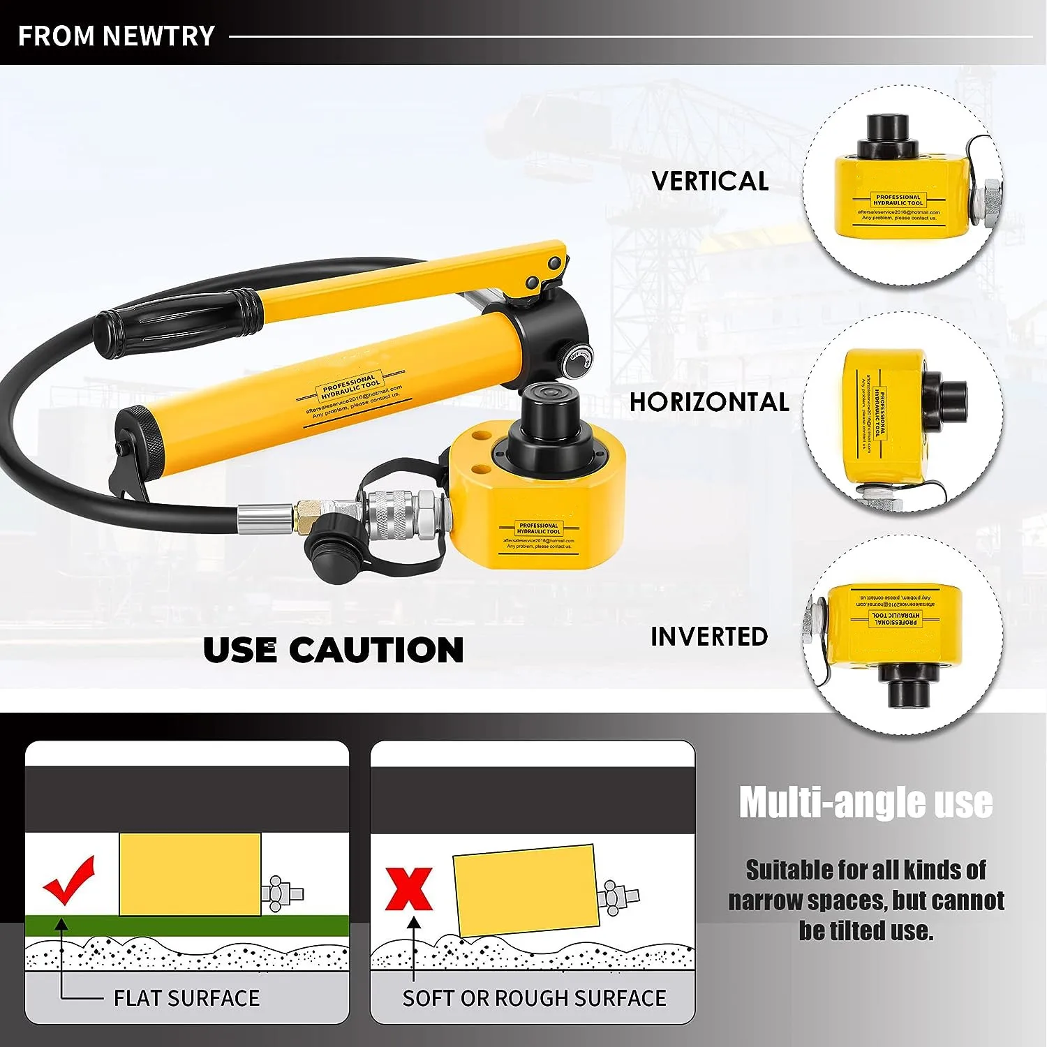 Kit de alimentación Porta de gato hidráulico de perfil bajo 20T, bomba hidráulica Manual CP180, gato multisección, hidráulico Industrial de carrera de 1,18"