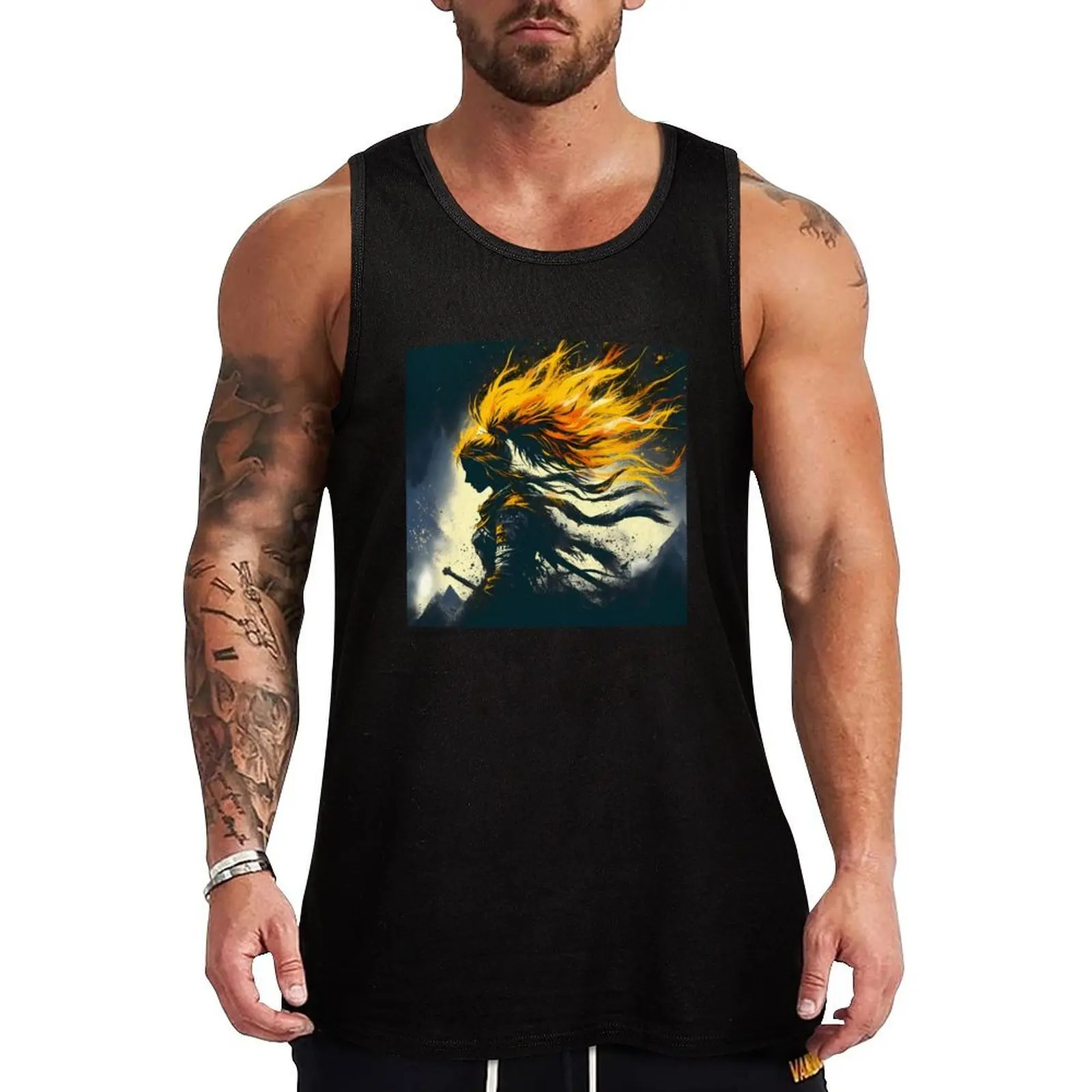 

Grunge Warrior Woman, Ai Generated Art Tank Top sleeveless man shirts Sleeveless T-shirt Body man