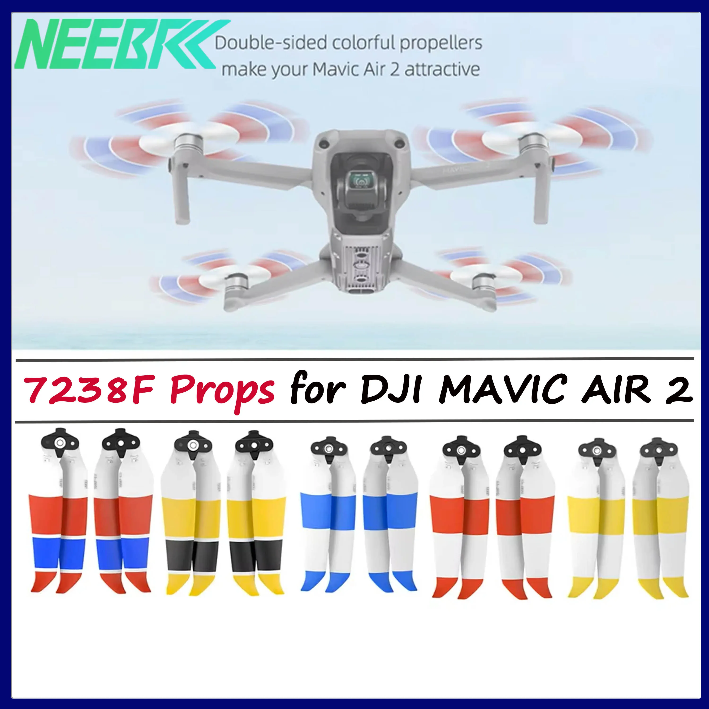 4PCS 7238F Low Noise Colorful Propellers for DJI Mavic Air 2 AIR 2S Wing Fan Quick Release Prop Drone Replacement Accessories
