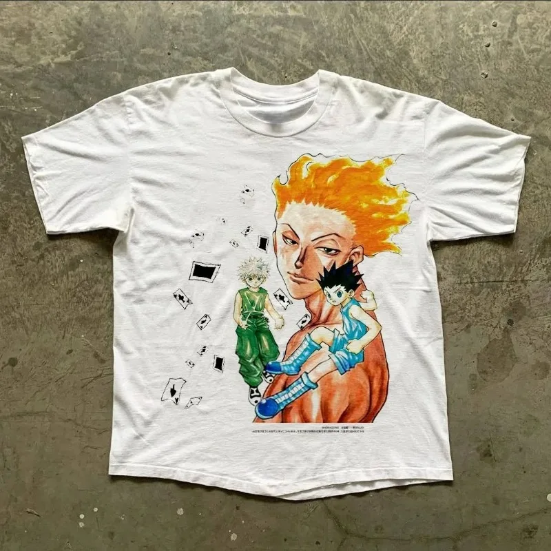 

Летние мужские стираемые футболки японского аниме HUNTER×HUNTER графическая одежда Harajuku Y2K большие топы из 100% хлопка с половиной рукавов