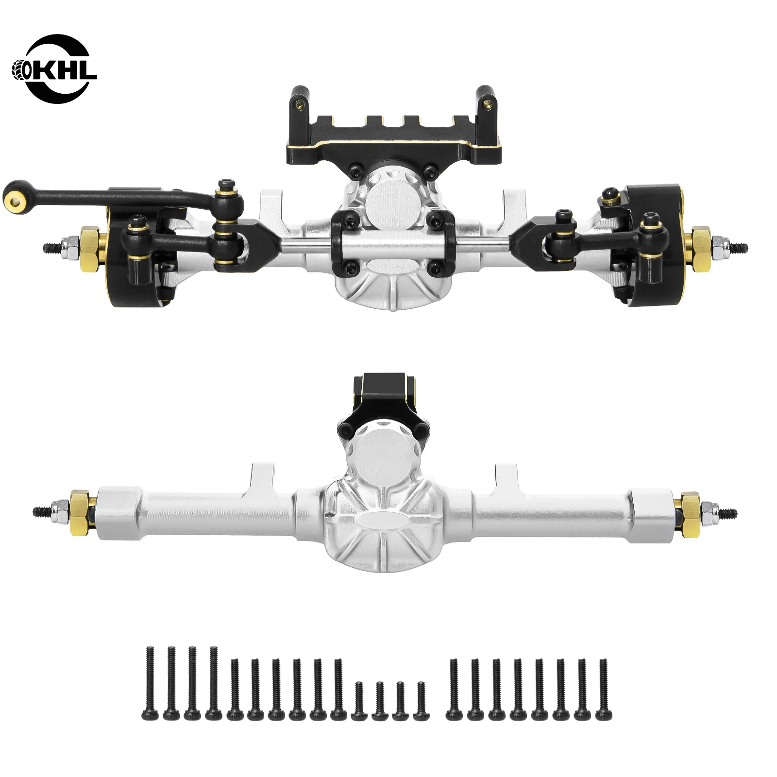 OKHL Front Rear Axle Set 13T 16T Steel Gears 23% Overdrive Brass Knuckles for Traxxas TRX4M 1/18 Bronco Defender Silver