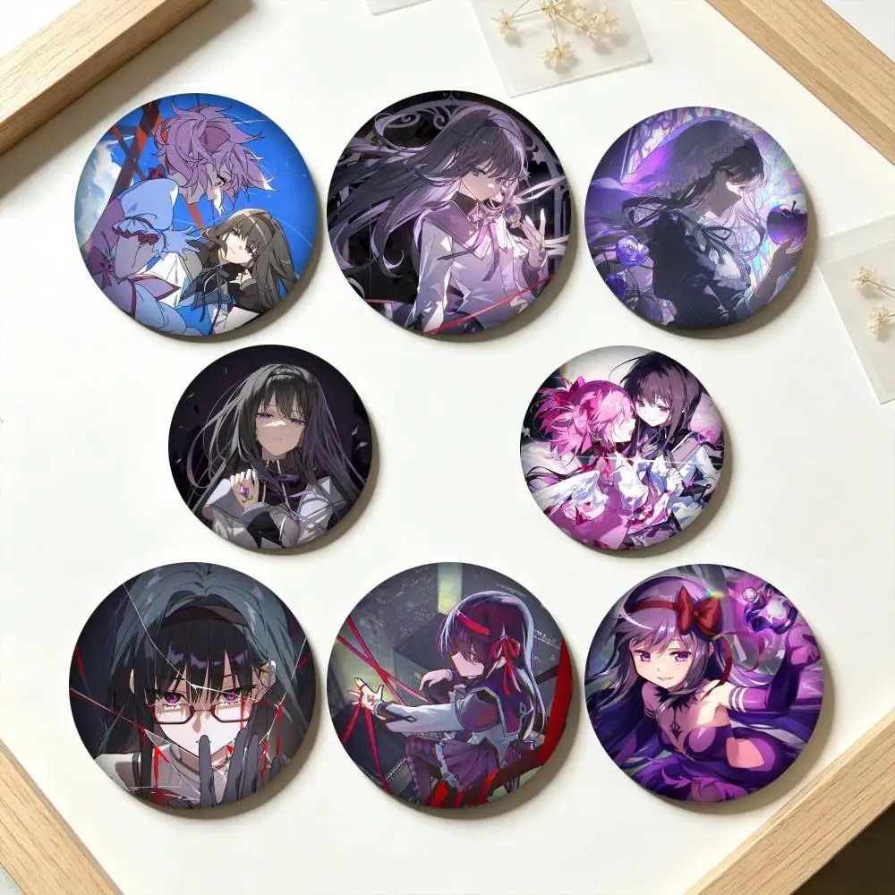 H-Homura Akemi Puella Magi Madoka Magica  25mm 32mm 44mm 58mm 75mm Brooches Badges Pins for Accessories Gift