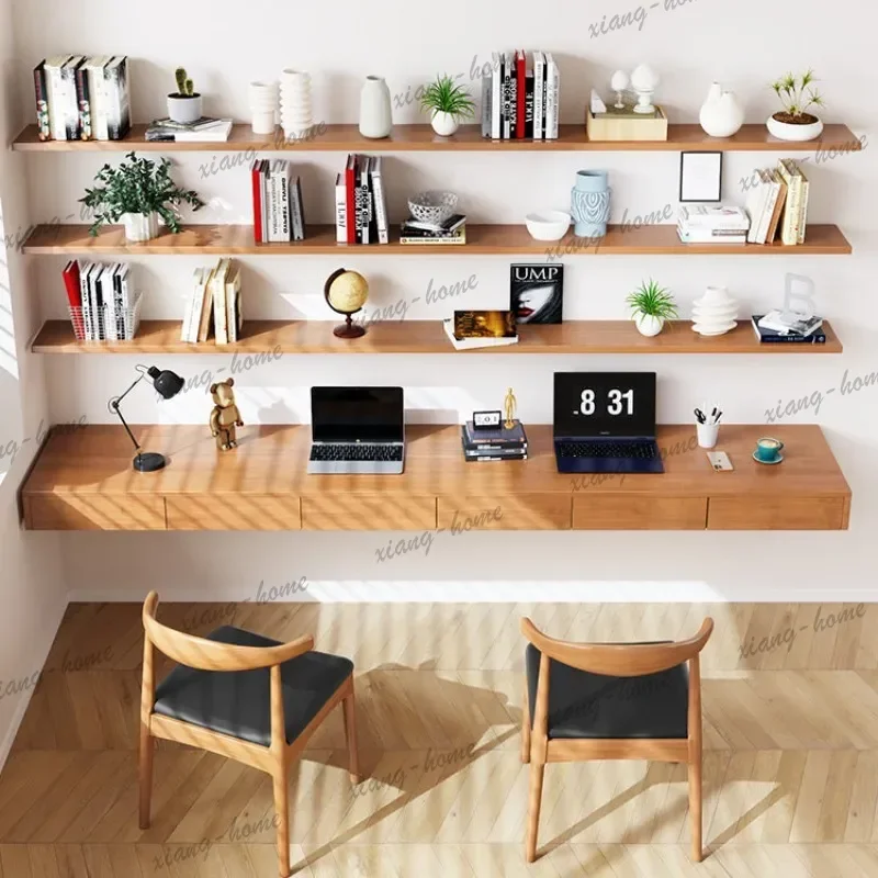 YJ Nordic Creative Solid Wood Computer Desk Modern Bedroom Floating Wall Mounted Desk Bedroom Home Furniture Bureau Flottant FYF