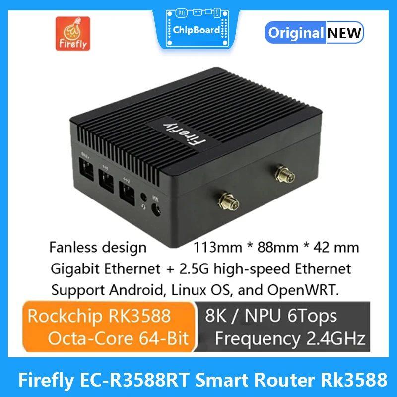 

Firefly EC-R3588RT Smart Router Rk3588 Octa-Core 64-Bit Processor Frequency 2.4 GHz 6 TOPS 8K Gigabit Ethernet 2.5G High-Speed