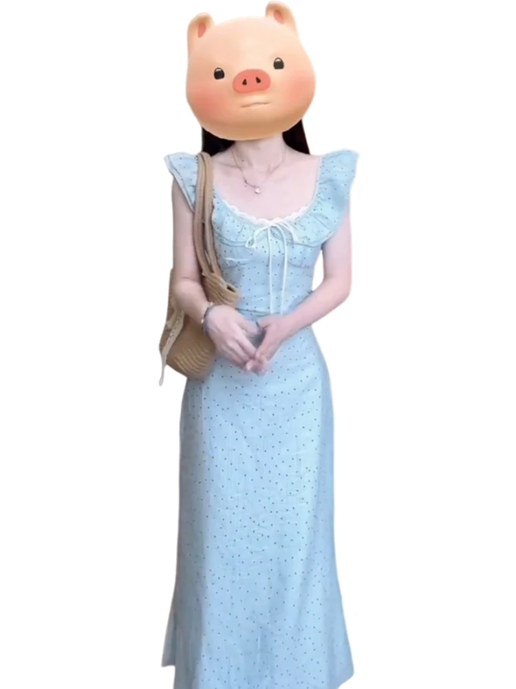 Ele Summer Dr – jupe trapèze taille haute pour femmes, douce robe japonaise sans Sve ronde Ne pour jeunes femmes