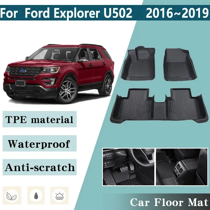 

LHD Car Floor Mat for Ford Explorer Classic 2016 2017 2018 2019 U502 Car Foot Panel Liner Carpet Pad Waterproof Mats Accessories