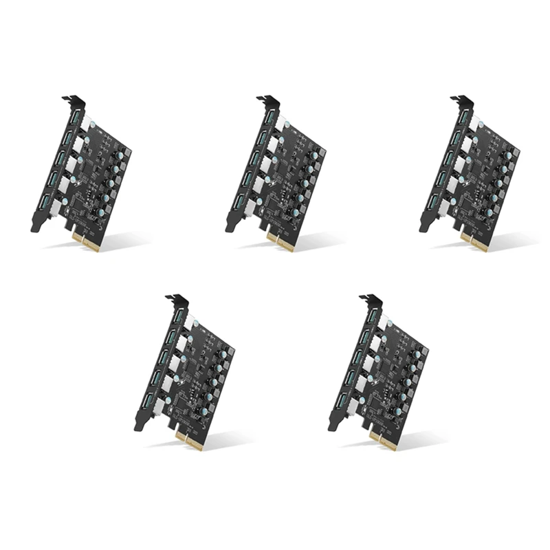

RISE-5X PCI-E To USB 3.2 Card, 5 Port Expansion Card, Pcie USB Motherboard Card, Support Windows 7/8/10 Mac Linux