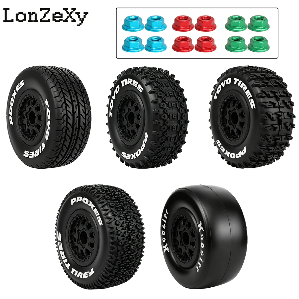 

4pcs 105-112mm 1/10 Short Course Truck Tire Wheel 12mm Hex For Traxxas Slash Arrma Senton HuanQi 727 Vkar 10sc HPI HSP RC Car