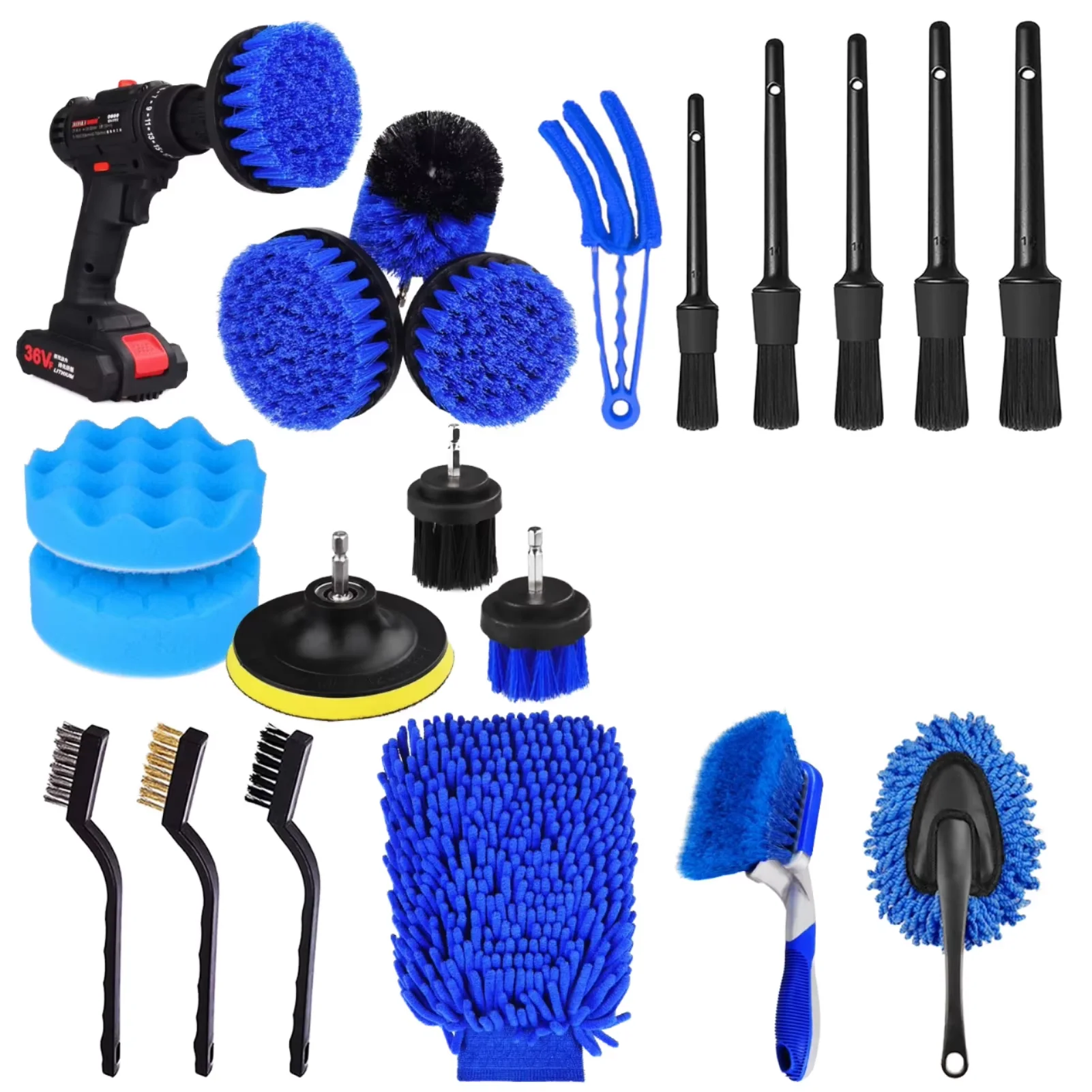 Car Wash Cleaning Kit Windshield Cleaning Tool Scraper Detail Brush Tire Brush Towel Car Full Detail Set
