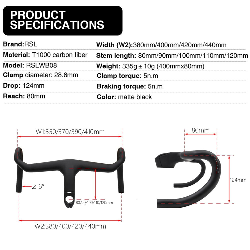 For SLR Gen8/Checkmate SLR Frame RSL Aero Integrated Carbon Fiber Road Bike Handlebar 380mm-440mm black matte Free accessories