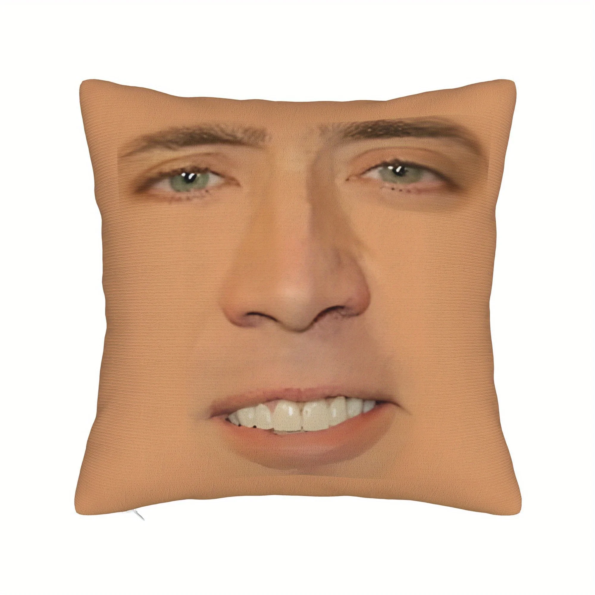 1pc Nicholas Cage Full Face Print Pillowcase, Realistic Actor Portrait Zippered Cushion Cover, Machine Washable Sofa Living Room