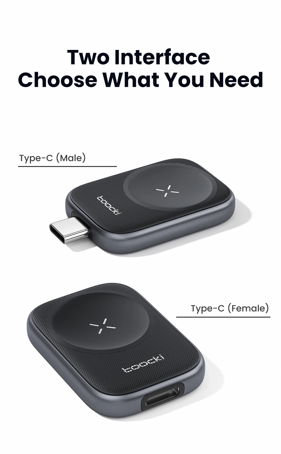 Toocki TW13 2,5W Kabelloses Ladegerät für iWatch S1-S11 SE 2-3 Ultra 1-3 Tragbares Typ-C Magnetisches Kabelloses Ladegerät für Apple Watch – Detail 10